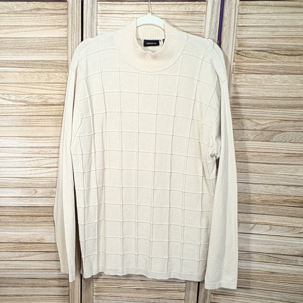 Claiborne Men's Sweater Cream Mock Neck Size XL